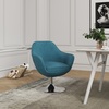 Manhattan Comfort Caisson Swivel Accent Chair in Blue and Polished Chrome AC028-BL